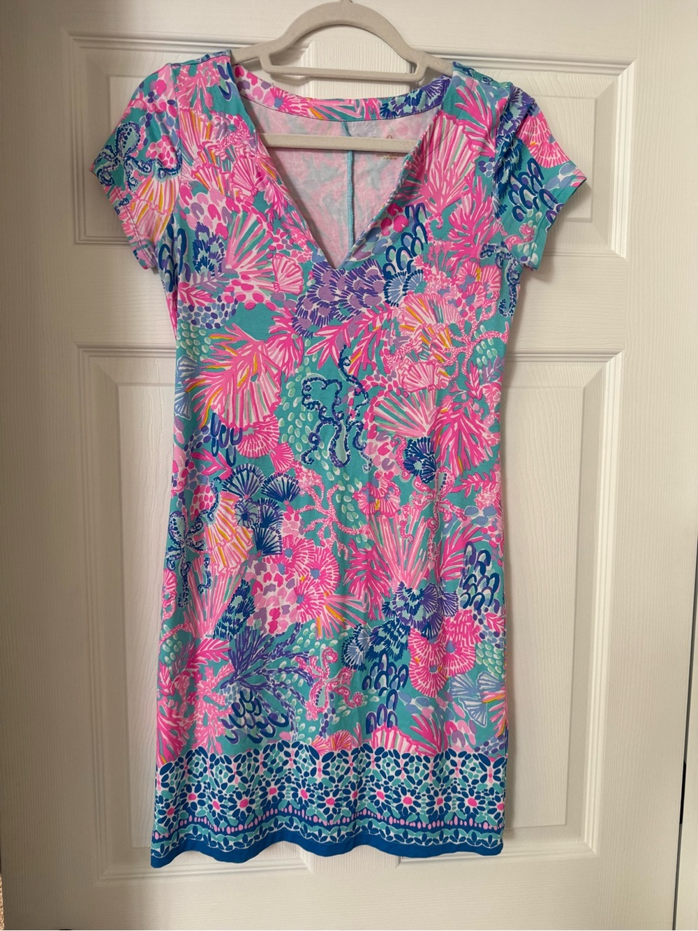 Lilly Pulitzer Pink, Turquoise & Navy Floral Mini Dress